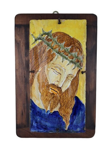Quadro maiolica cristo con - a,